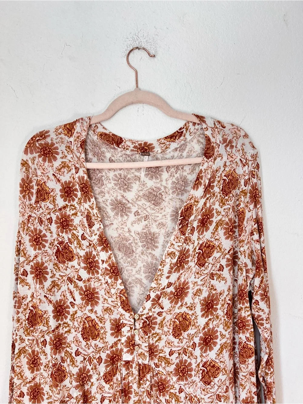 Free People Olivia Printed Tunic Floral Mini Dress Top Women's XL Boho